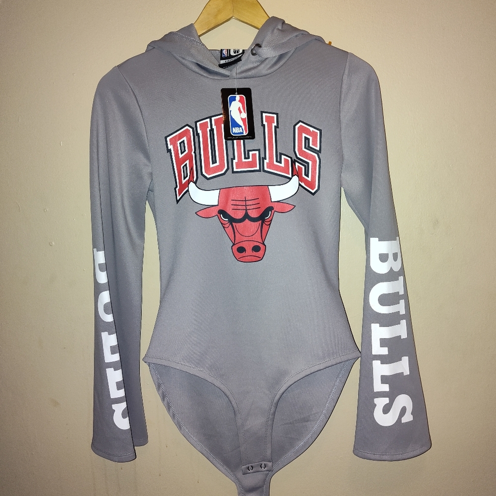 NBA Bulls Gray Bodysuit with Red Logo